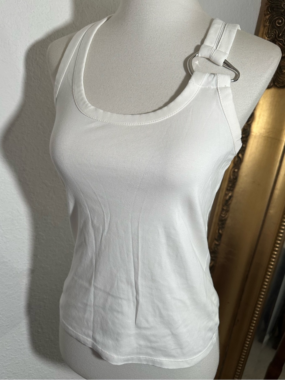 New Without Tags A New Day White Cotton Blend Buckle Detail Blouse Size Small